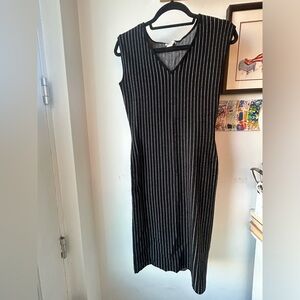 Tuxedo Stripe Vintage Fitted Midi Dress
